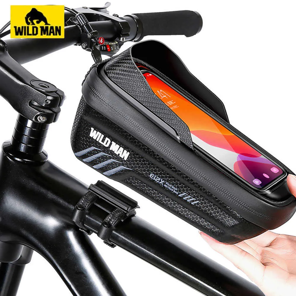 Panniers Wild Man Bike 2L Frame Frontrohr Radfahren Fahrrad Wasserdichtem Telefon Hülle Halter 7,4 Zoll Touchscreenbag Zubehör 0201