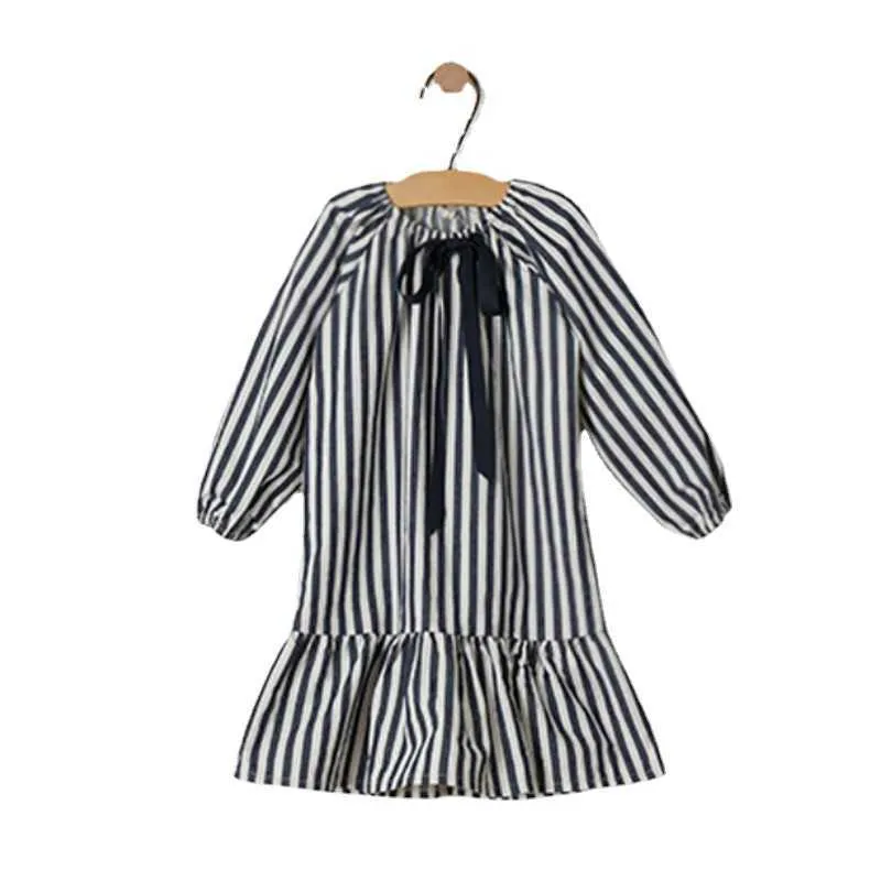 Fille es Bow filles 2022 nouveau bébé printemps robe noir blanc rayure enfants princesse enfants enfant en bas âge coton vêtements #2265 0131