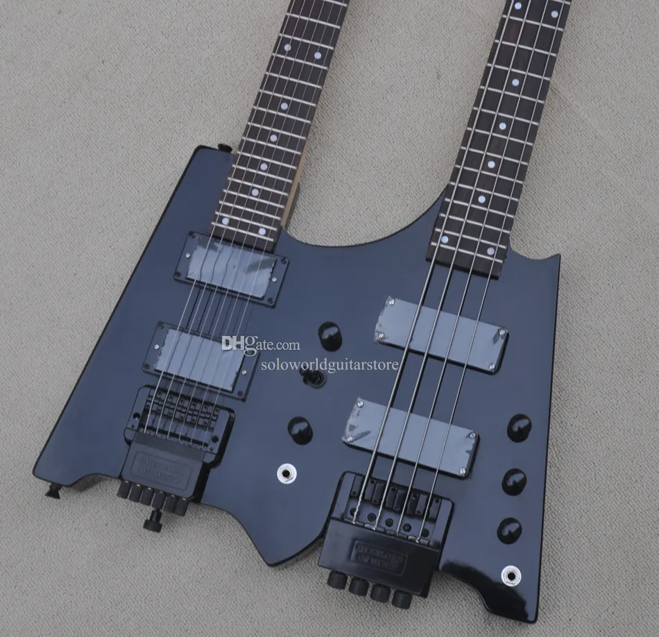 ダブルネックベースとギター：エレクトリックギターカスタム、ヘッド