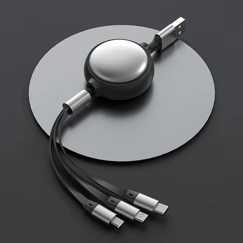 Multi USB Charger Cables Inf￤llbar Universal 3 i 1 Multi 1,2 m snabb laddningsladdare Typ C Micro USB -kabel f￶r Android Smart mobiltelefon med PP -paket