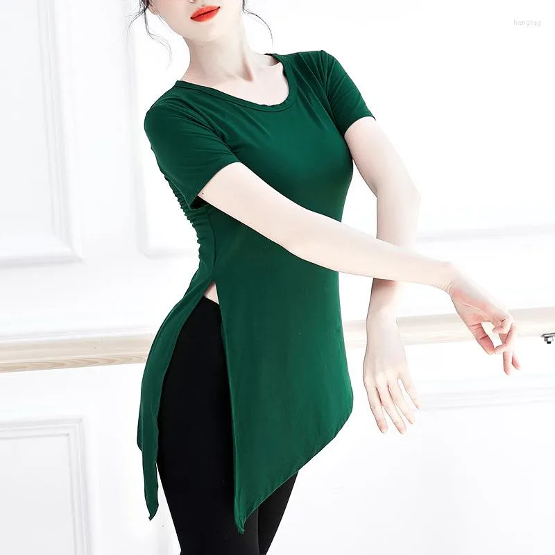 Desgaste de la etapa 2023 Ly primavera moda mujer elástico Ballet Base camisas Modal calidad alta cintura cuello redondo blusa baile Top