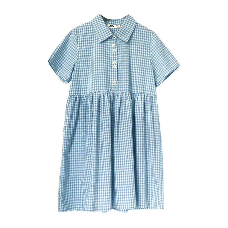 Robe chemise à carreaux en coton pour filles, vêtements d'été pour enfants, à boutons, Style Preppy doux, nouvelle collection 2022, #6078 0131