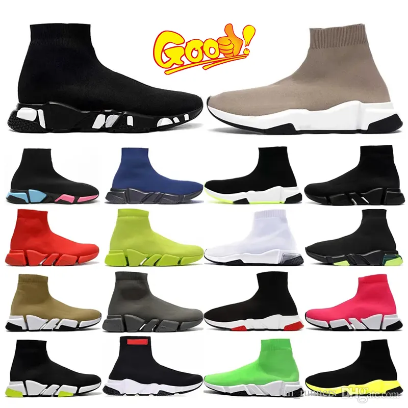 Casual Shoes Designer Socks Speed ​​2.0 Platform Mens Shiny Knit Trainer 1.0 Runner Sneaker Sock Shoe Master präglade sneakers Kvinnor Hastigheter Booties Paris