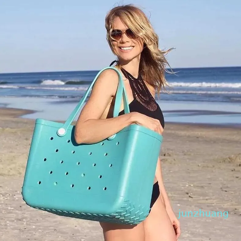 Large EVA Beach Bag Fashion Totebag Pineapple Leopard 55 Rubber Bags Outdoor Handbag Soft Silicone Travel Storage Bag 230201
