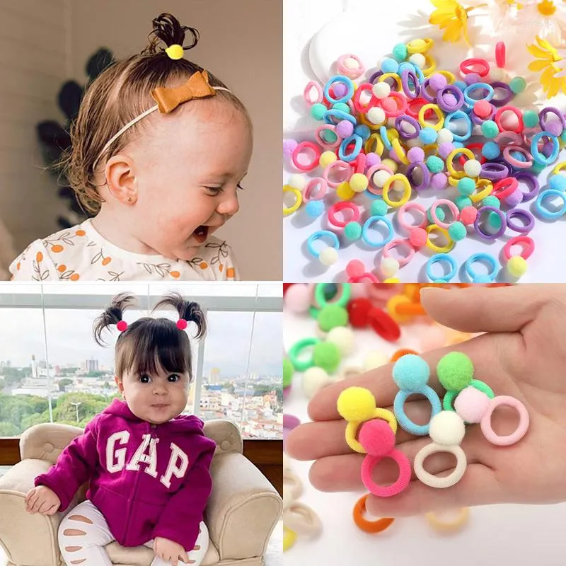 Hårtillbehör 30/50st Kvinnor Girls Sweet Band Colorful Plush Ball Elastic Rubber Ponytail Scrunchie Headwear