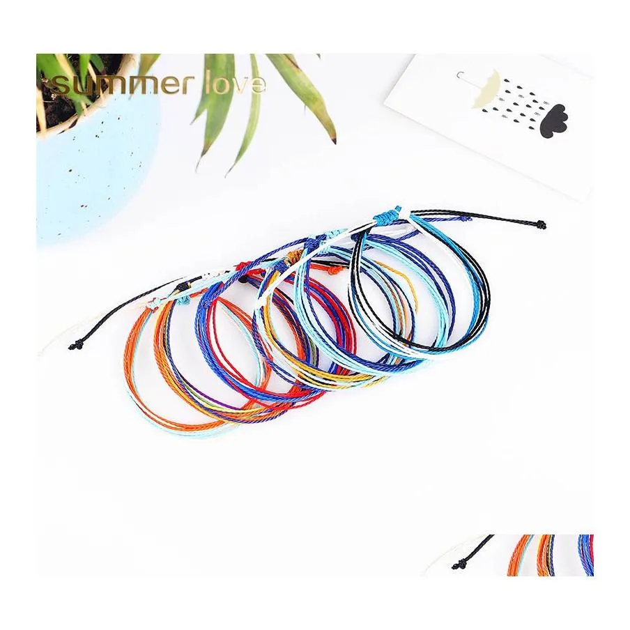 Charm Bracelets Wax Thread Woven Handmade Mtilayer Friendship Bracelet String Mticolour Adjustable Braided Drop Delivery Jewelry Otapf