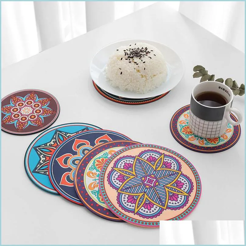 Mats Pads Vintage Creative Sile Tea Coffee Cup Mat Insation Placemats For Table Food Kitchen Accessorie Drop Delivery Home Garden Dhfsr