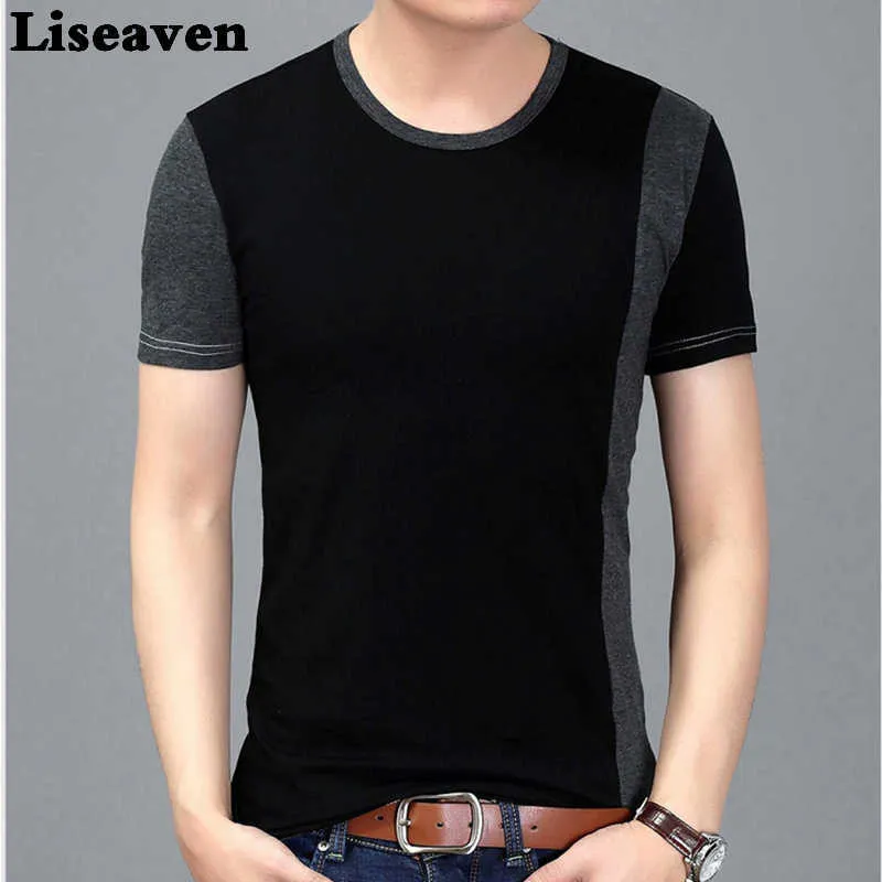 Men's T-Shirts Liseaven 2021 New Summer Men Cotton Short Sleeve Plus Size 5XL Tee Shirt Black Casual T-Shirt Summer Tops for Men Brand T Shirts Y2302