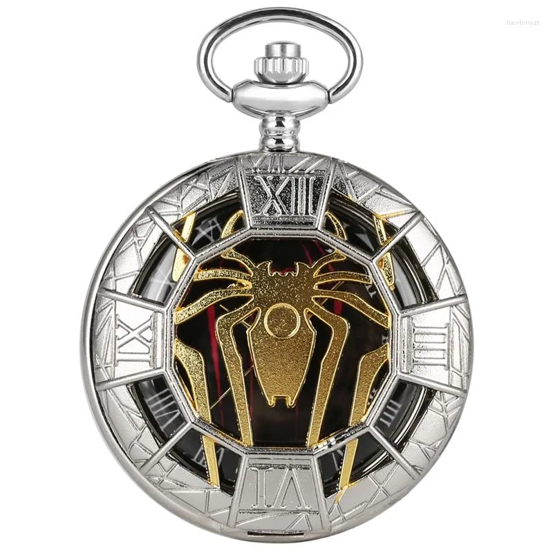 Pocket Watches Steampunk Watch Top Luxury Spider Hollow Design Black Dial Chain Pendant Mens Gift Reloj de Bolsillo Drop