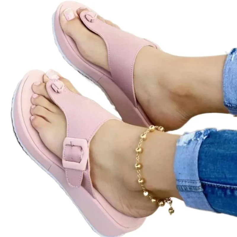 Slippers zomer dames slipper buckle decoratie strand sandalen vrouwelijke wigschoenen dame bad home outdoor mode flip-flopsslippers