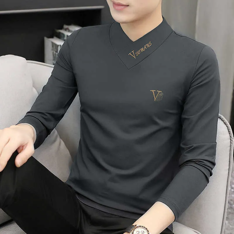 Mens long sleeve top v neck undershirts