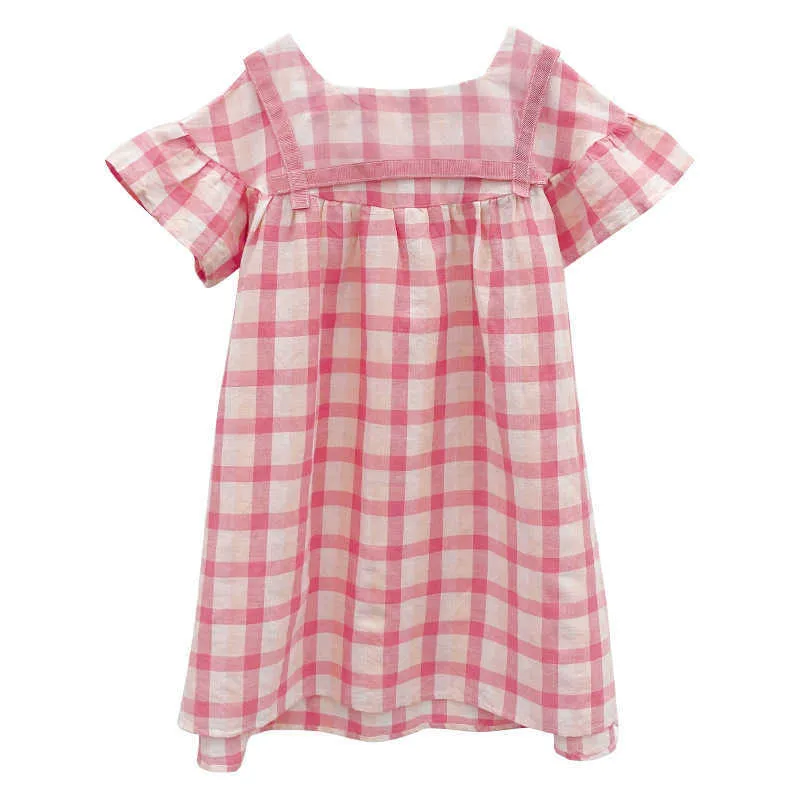 Girl's ES 4 till 14 år tonårsbarn Fresh Girl Clothing 2022 Nya sommarbarnskläder Baby Princess Dress Buttons #6258 0131