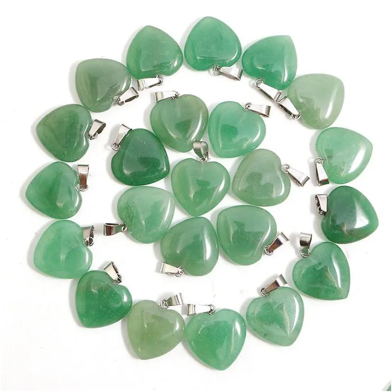 Charms Natural Stone ketting hart hangers groene aventurine edelsteen 20 mm voor vrouwen diy sieraden maken accessoires gholesa dhgarden dhklf