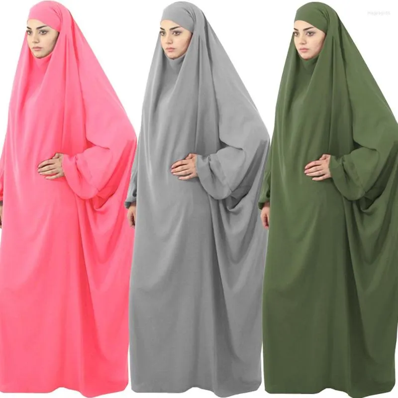 Ethnic Clothing Muslim Women Full Cover Hooded Abaya Long Maxi Dress Islam Prayer Robe Kaftan Arabic Ramadan Solid Color Worship Service