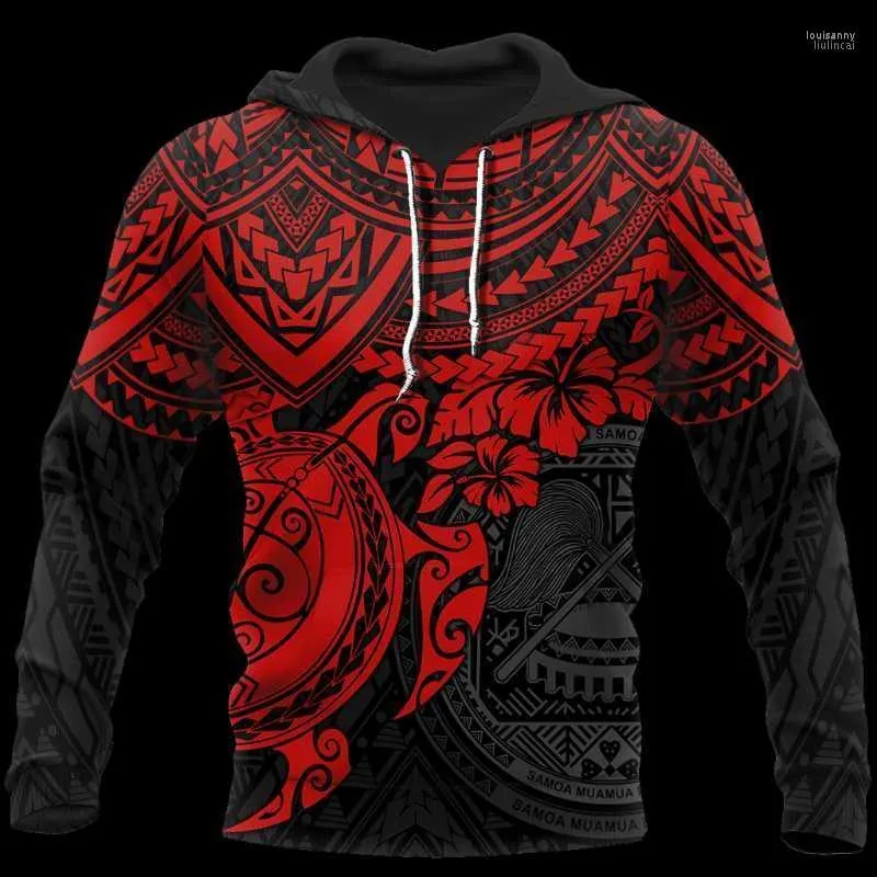 Męskie bluzy bluzy samoa polinezyjskie czerwony żółw 3d print z kapturem mężczyzna kobiety harajuku maraju zamek błyskawiczna bluza bluza casual unisex