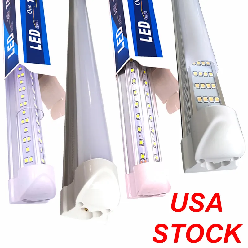 Lager i US 2ft 3ft 4ft 5ft 6ft 8ft V-formade T8 LED-rör Lampor Integrerade lysdioder Ljusrör AC 85-265V Cooler Door Shop Lamps