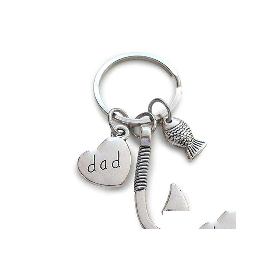 Party Favor Hameçons Porte-clés En Métal Sier Couleur Papa Porte-clés Porte-clés Pour Père Papa Mode Bijoux Fête Des Pères Cadeau Vt0119 Drop Dhqvj