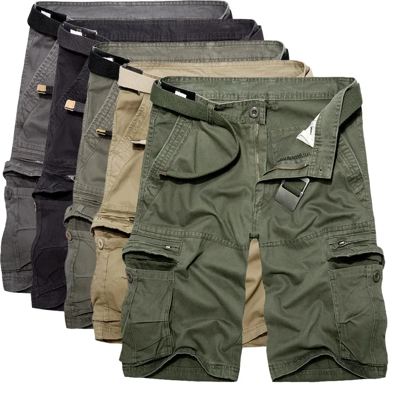 Shorts masculinos homens cargo militar exército de algodão verde homme homme bermudas casuais calças 40 230131