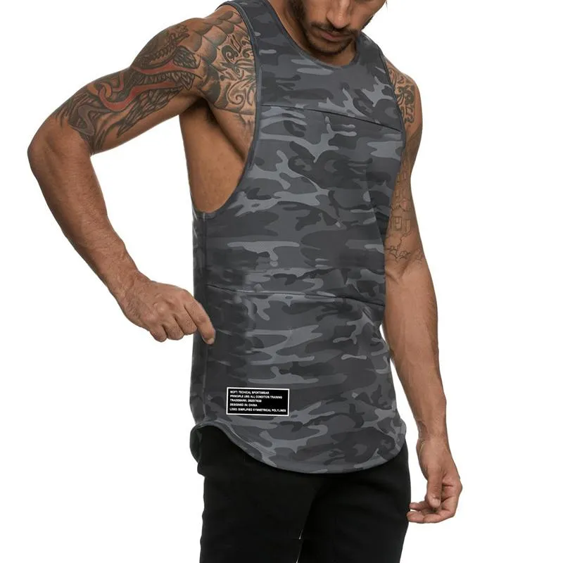 Canotte da uomo Camouflage Gym Top Uomo Quick Dry Bodybuilding Stringer Canottiere Mesh Camicia senza maniche Abbigliamento fitness Sport Gilet muscolareUomo