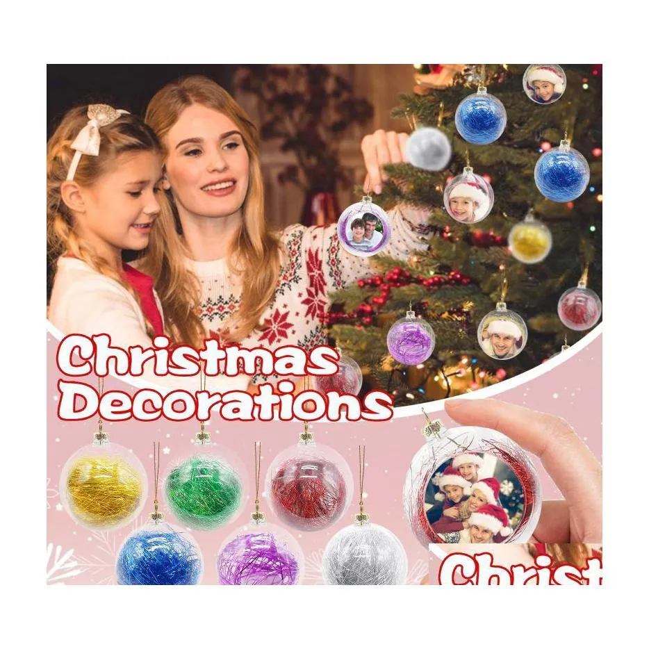 Party Decoration 1pc kerstballen Diy po frame boom ornamenten Xmas decoraties hangen hangers jaar 2021 cadeau drop levering hnpz