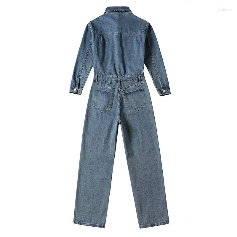 Heren jeans herfst baggy lading lente denim coveralls for heren dames klassieke jumpsuit jas met broek een stuk kattenpakken