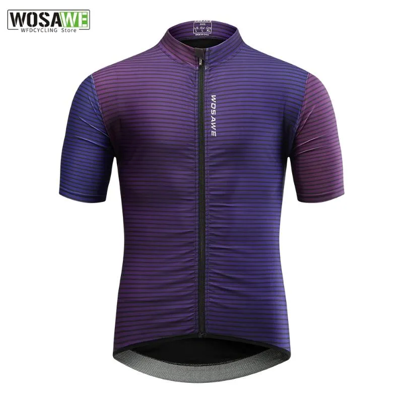 Jackets de corrida Wosawe Color Pro Fit Cycling Jersey Manga curta Camisas masculinas Pocket Mtb Bike Hombre Sports Wear