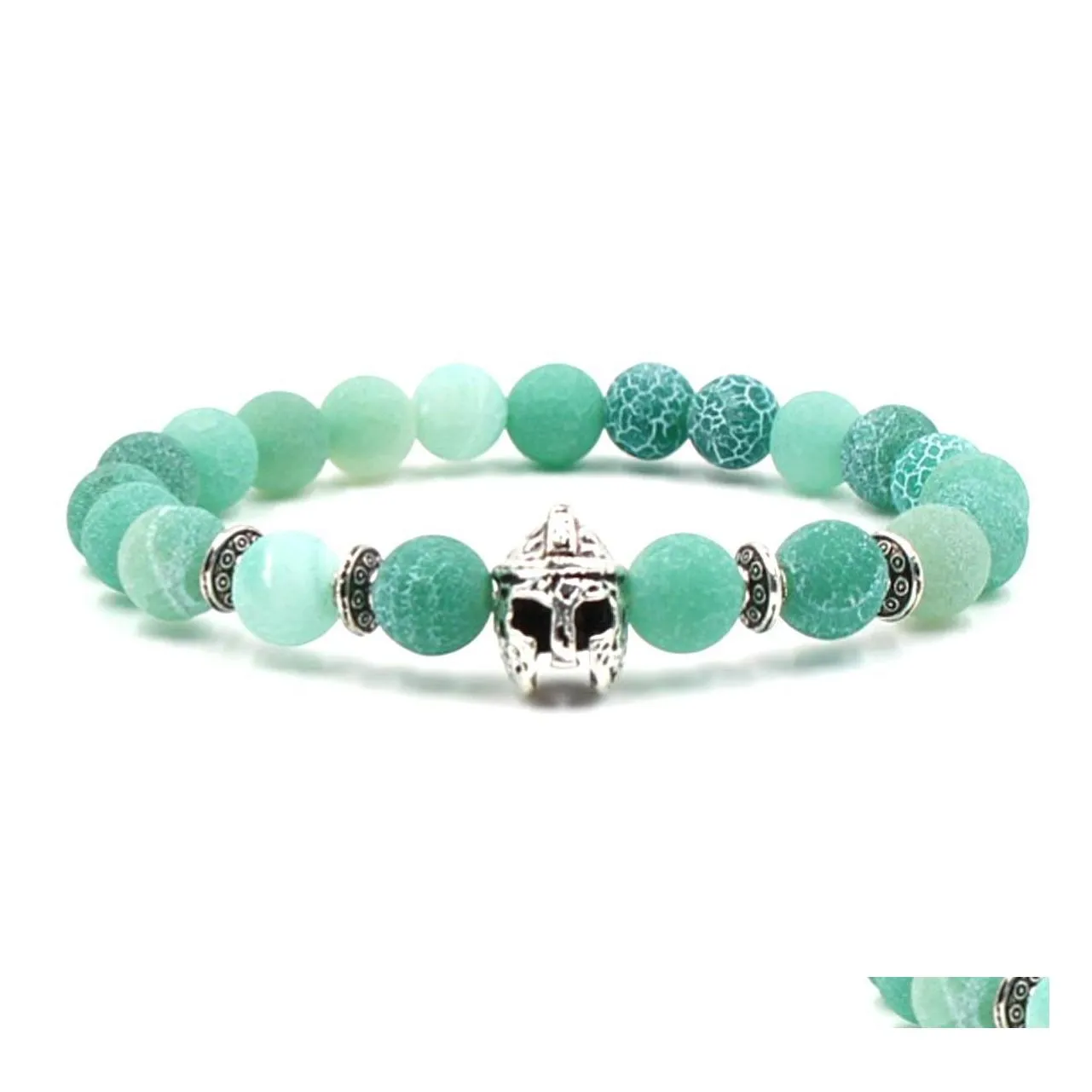 Bedelarmbanden agaat steen armband grijs groene agataties kralen pantser yoga chakra drop levering sieraden dhgz1