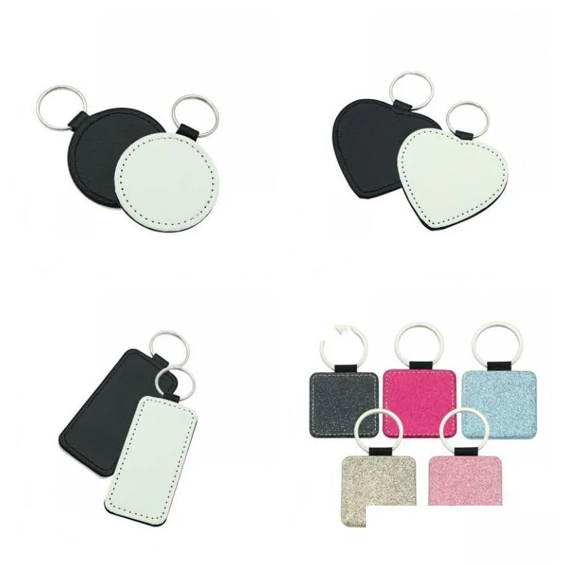 Party Favor Product Sublimation Blanks Personality Key Buckle Blank Single Side Hemming Handle Rectangar Circle Keychains Mti Style Dhyfo