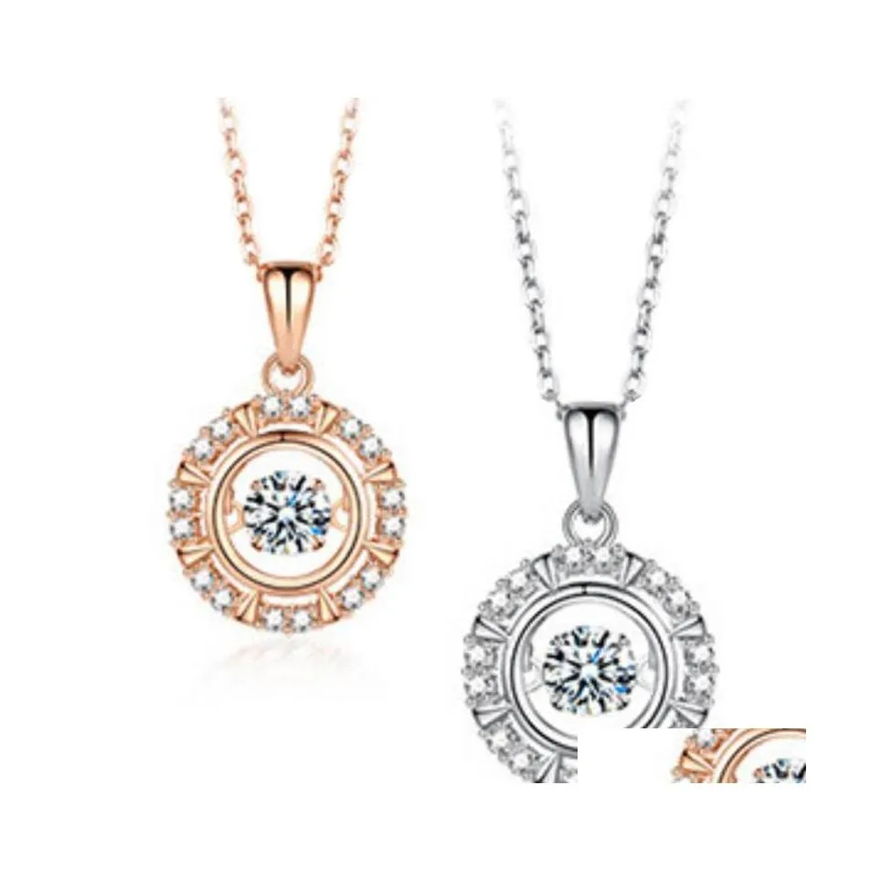 Naszyjniki wisiorek Sier Naszyjnik Kryształy dla kobiet biżuteria ślubna Walentynki Prezenty Prezenty Rose Gold Drop dostarczanie DH2XW