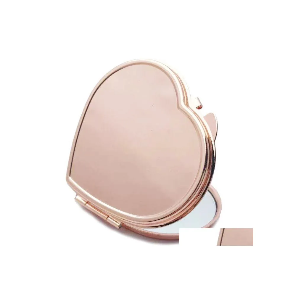 Diğer Ev Bahçesi Mini Taşınabilir Makyaj Kompakt Cep Aynası Twoside Katlama Makyaj Kadınlar Kozmetik Aynalar Teslimat Dhbch