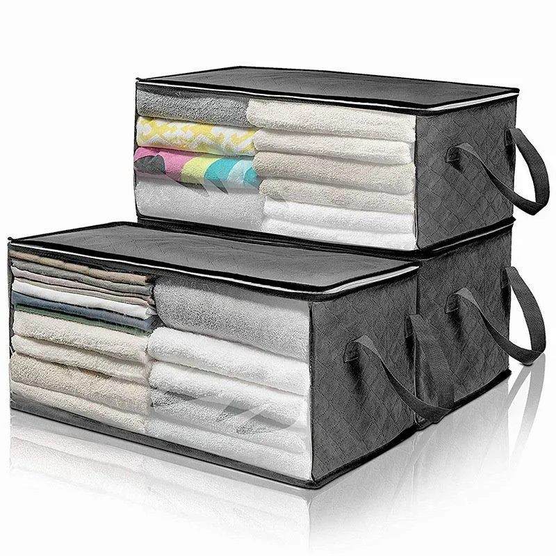 Clothing Storage & Wardrobe Blanket Quilt Container Handles Box Non Woven Foldingable Bag Large Capacity Dustproof Clothinges Dampproof