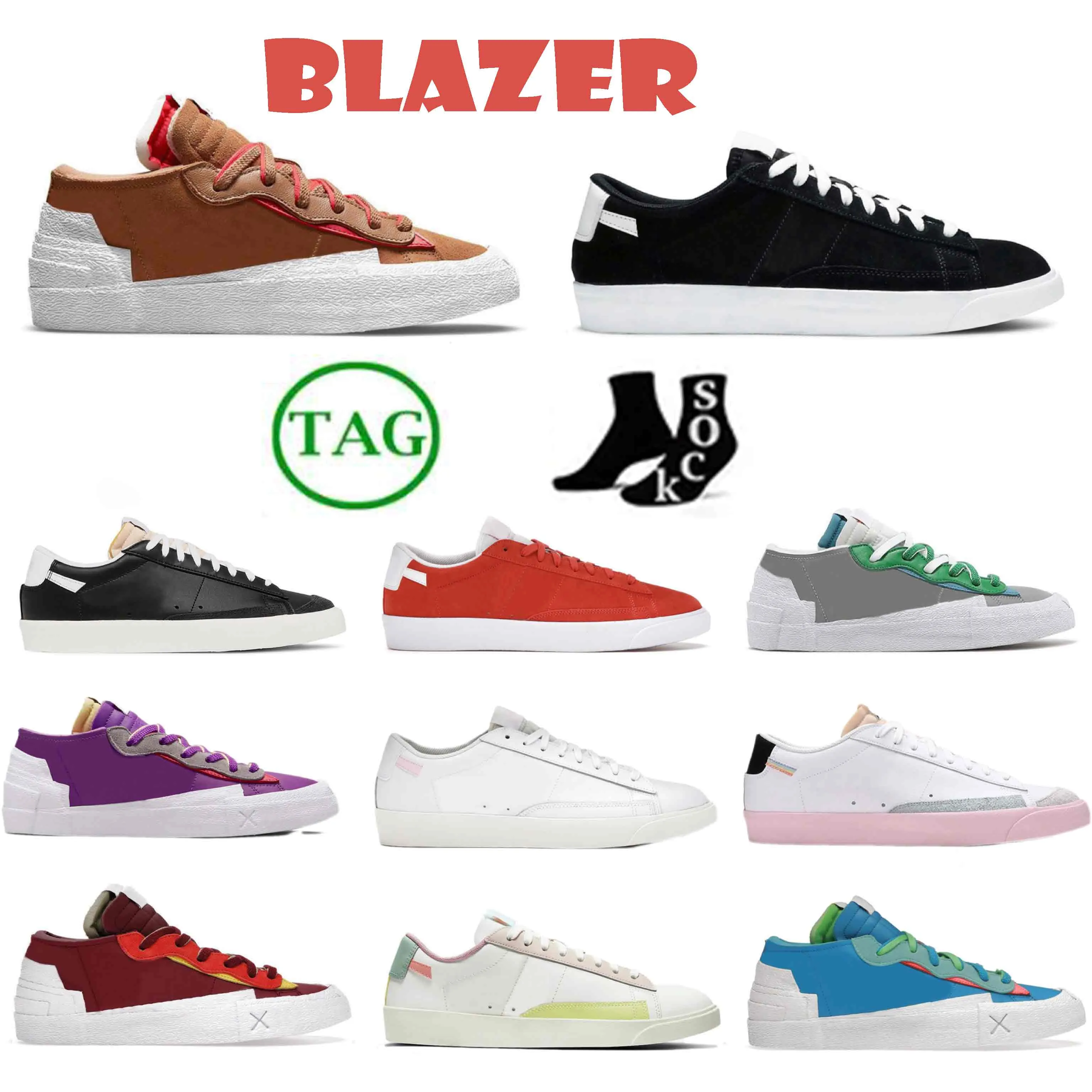 Mens Women Casual Shoes Blazers Designer Low Purple Dusk British Tan Iron Grey Classic Green Magma Orange Blazers Trainers Sneakers Sports Size 36-45 Wholesale