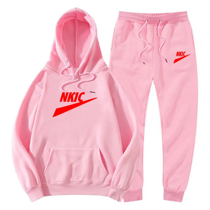 Woman Tracksuits Warm Sportswear Two Piece Loose Sets Tracksuit Long Hooded Coats Hoodie Set Running Joggers Femmel Sweatshirts Set