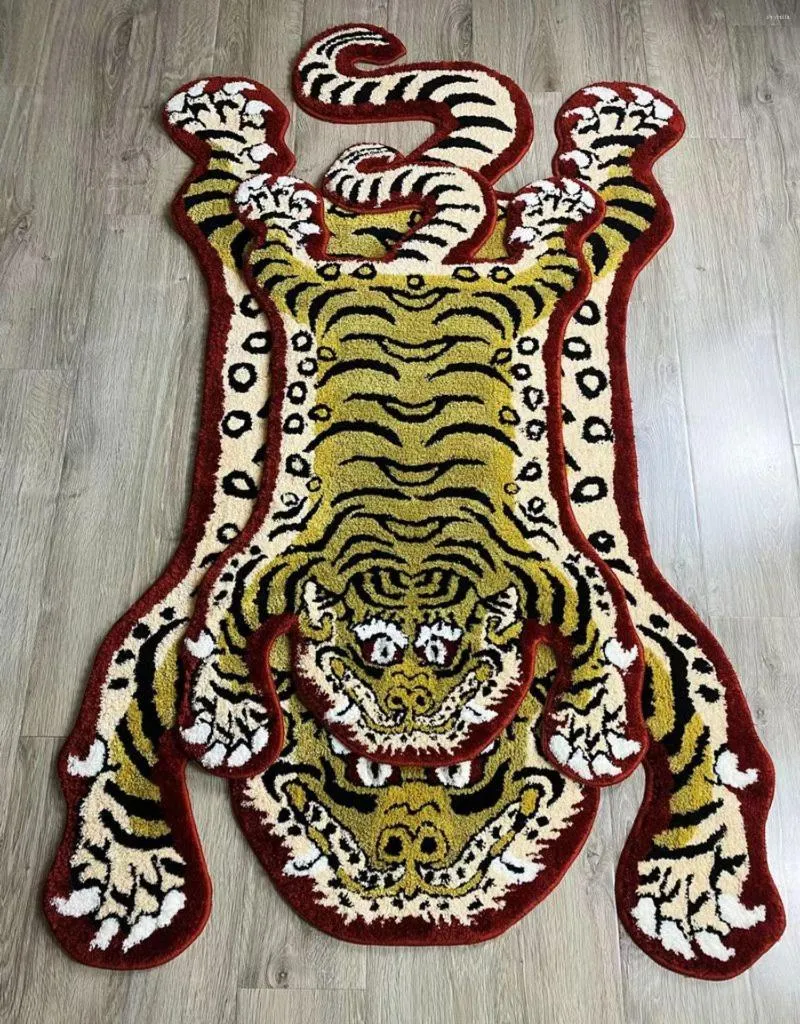 Tappeti 150x90cm Tappeto a forma di animale domestico Creativo fatto a mano Modello di tigre Divano Tappeto Tapete Soggiorno nordico Tappetino Area antiscivolo