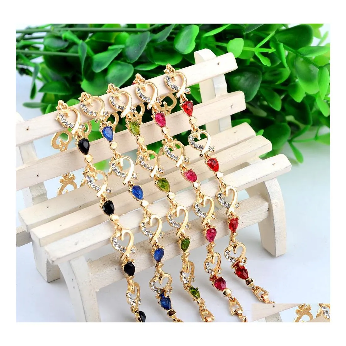 Pulseras con dijes Pulsera de cristal Accesorios Romántica Flor dulce Entrega de gota Joyería Dhjk8