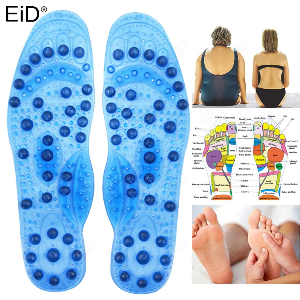 Shoe Parts Accessories EiD Enhanced 68 Magnetic Massage insoles Foot Acupuncture Point Therapy shoes Cushion Body Detox Slimming Insole for Weight Loss 230201