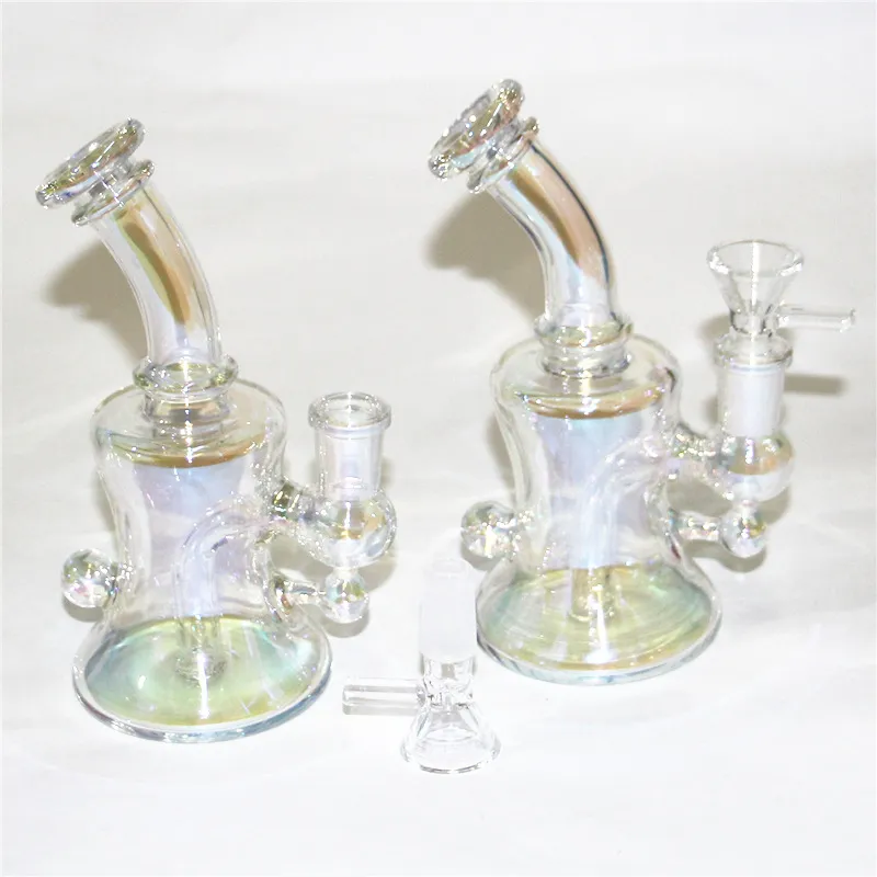 Rainbow Thick Glass Bongs Hookahs Glass Water Pipes Bägare Bong Heady Recycler Dab Rigs With 14mm Bowl Man