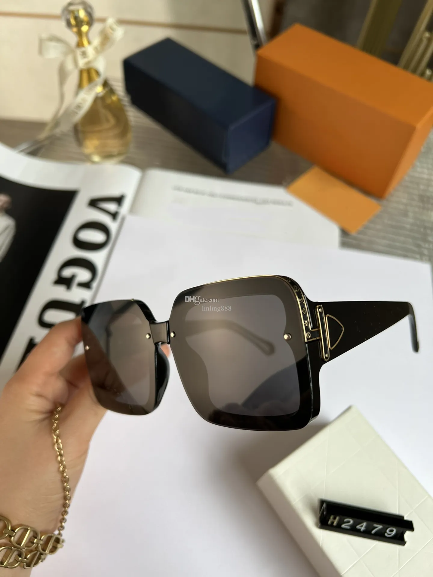 2023 Luxury MILLIONAIRE Sunglasses sunglass full frame Vintage designer sunglasses for women men Shiny Gold Hot sell Gold plated Top 2479 gift