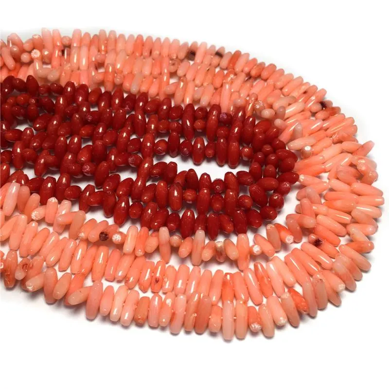 Beads Other Natural Coral Rice Shape Cross Hole Beaded Exquisite For Making DIY Jewelry Necklace Bracelet Accessories Size 8X14mm