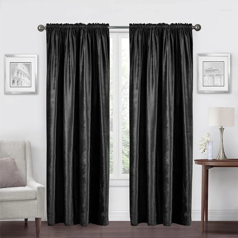 Curtain Solid Color Velvet High Blackout For Linving Room Bedroom Shading Pole Curtains Custom