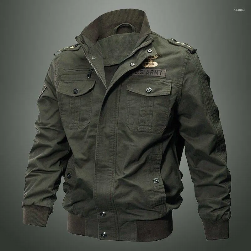 Men's Jackets Men's Multi Pocket Military Cargo Jacket Male Pure Cotton Casual Work Mens Large Loose Special Forces Men
