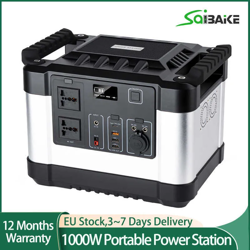 110V 1000W Solargenerator Batteriladdare 300000mAh Portable Power Station Outdoor Energy Power Supply 1100Wh Power Bank