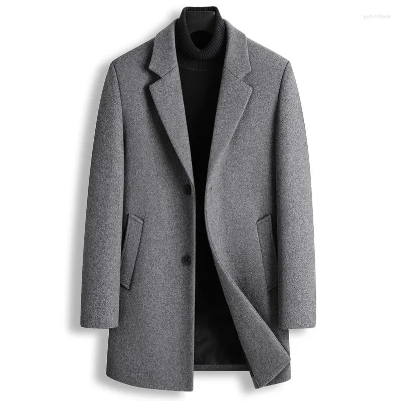 Men's Trench Coats For Autumn 2023 Casual Men's Suit Collar Single-breasted Wool Tweed Coat Menswear