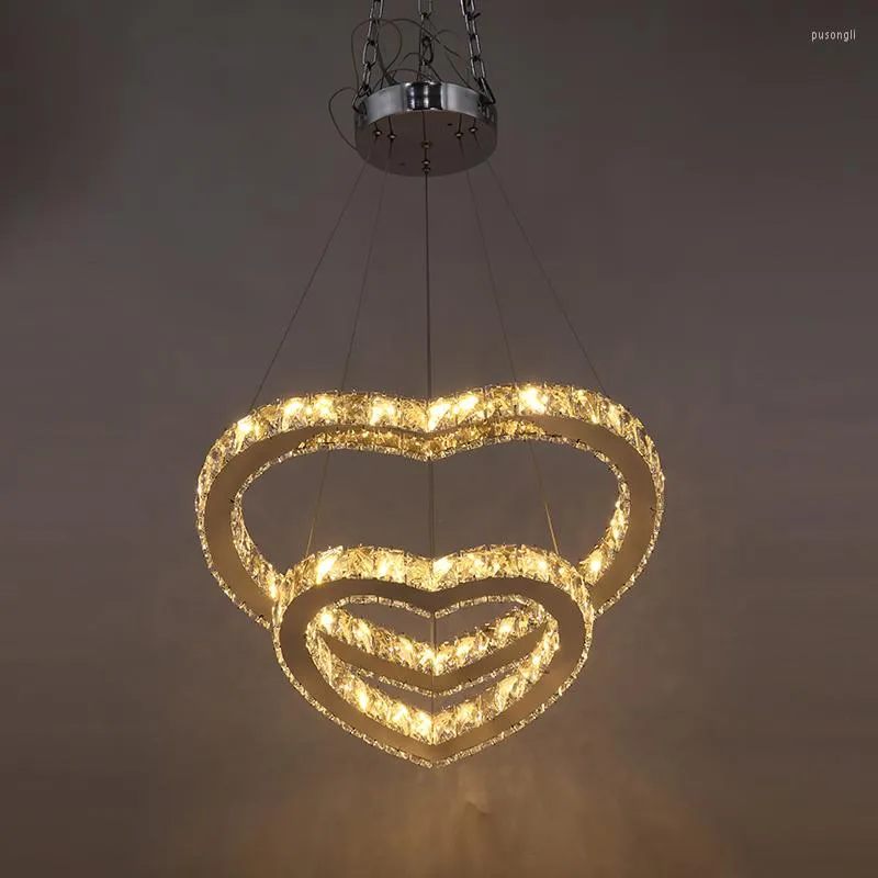 Pendant Lamps Modern Crystal Alloy Minimalist Industrial Light LED 220V Heart Hanging Lamp For Bedroom Restaurant El Hall Palor Bar