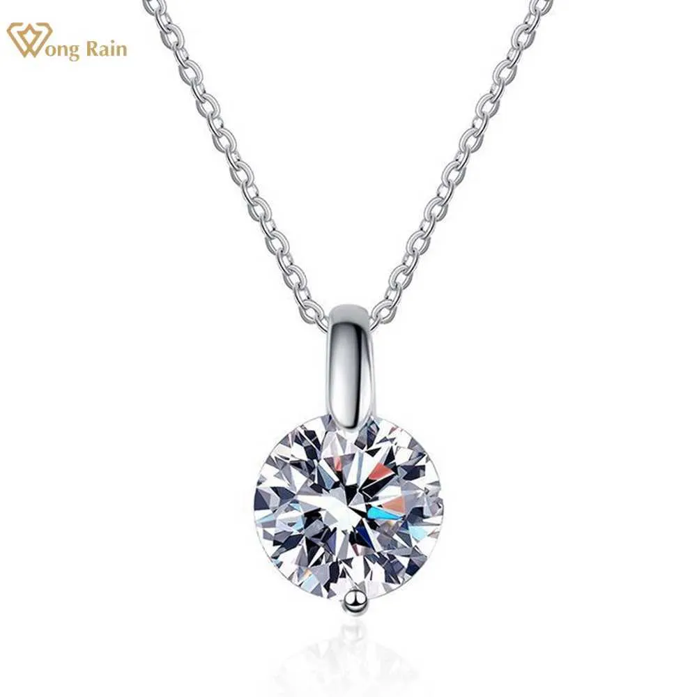 Pendanthalsband Wong Rain Classic 925 Sterling Silver VVS D Color 1-3CT Real Moissanite Diamonds Zircon Gemstone Pendent Necklace Fine Jewelry G230202