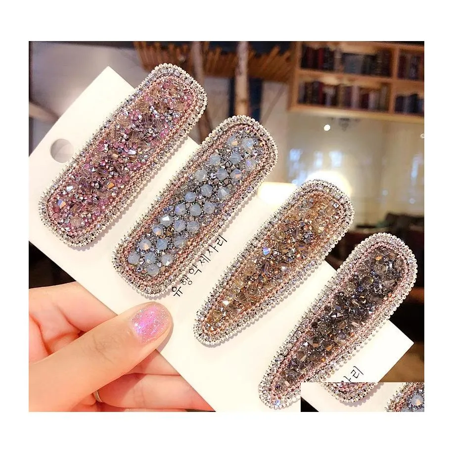 Fermagli per capelli Barrettes Gioielli di moda Perline di cristallo Rhinstone Clip per forcina Shinning Bobby Pin Barrette Drop Delivery Hairjewelry Dh2He