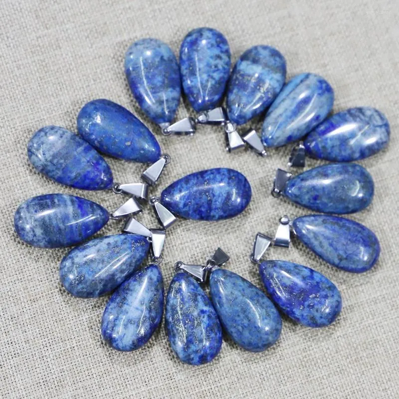 Kolye Kolyeleri Doğal Lapis Lazuli Taş kolye Su damlacıkları şekil moda takıları DIY mücevher aksesuarları toptan satış