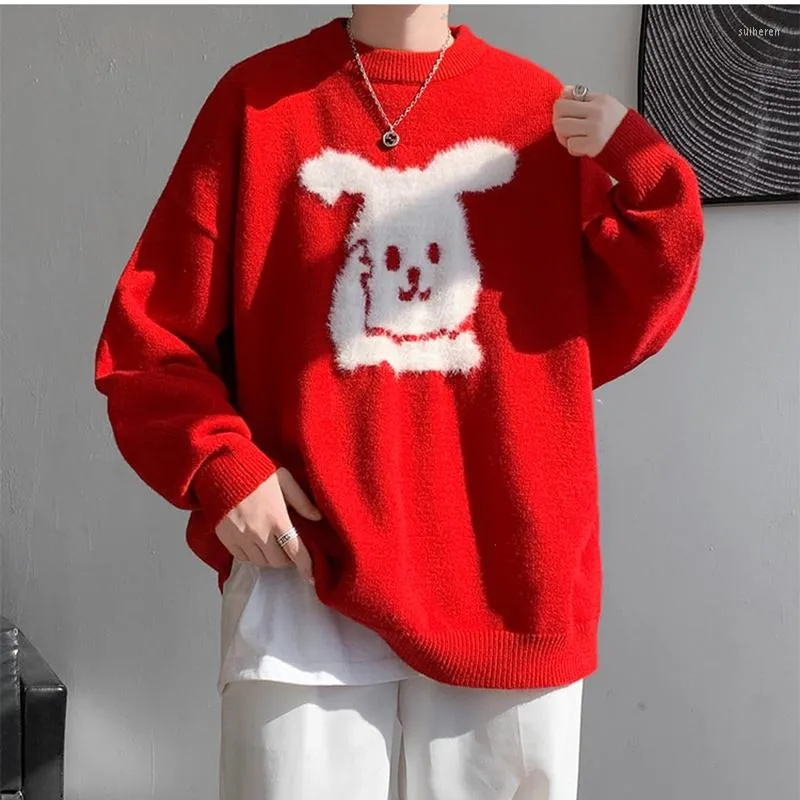 Herrtröjor drar Homme 2023 Fall Winter Men's Knit tröja Fashion Mens High End Loose Hip Hop Pullovers Male Christmas Casual