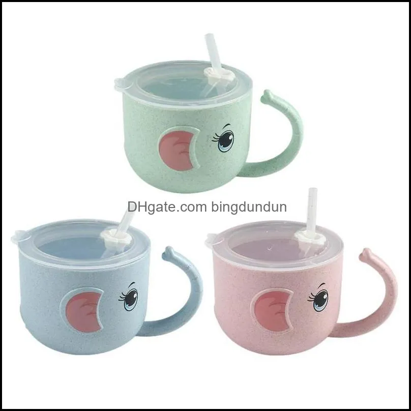 Muggar baby Learning Drinking St Cup Nonslip med handtag som matar vattentr￤ning EasyGrip f￶r oberoende DRI -droppleverans hem Garden DH8O2