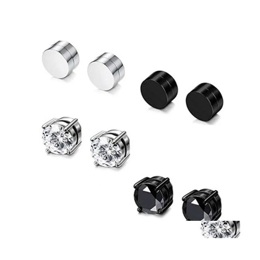 Oreille Manchette Hip Hop Non Piercing Zircon Clip En Acier Inoxydable Boucles D'oreilles Style Magnétique Ensemble De Bijoux En Gros 1278 B3 Drop Delivery Dhbng